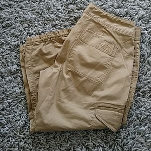 The North Face khaki cargo capris size 12